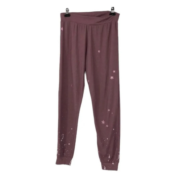 CHASER Women's Star & Paint Splatter Joggers In Glam Mauve pink - Picture 3 of 16